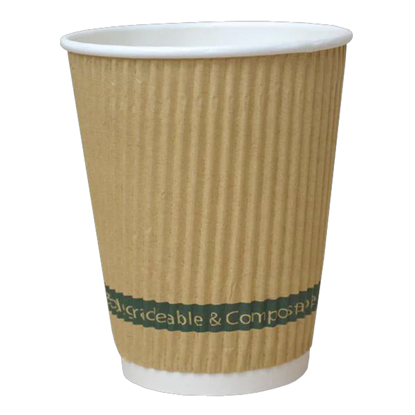 Dispo Ripple Wall Paper Cups Ingeo PLA Compostable Kraft Ripple